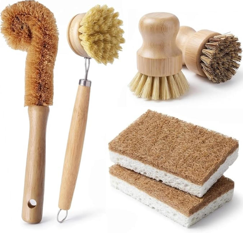 Substrate Coconut Fiber - 6 PCS Bamboo Dish Brush Set