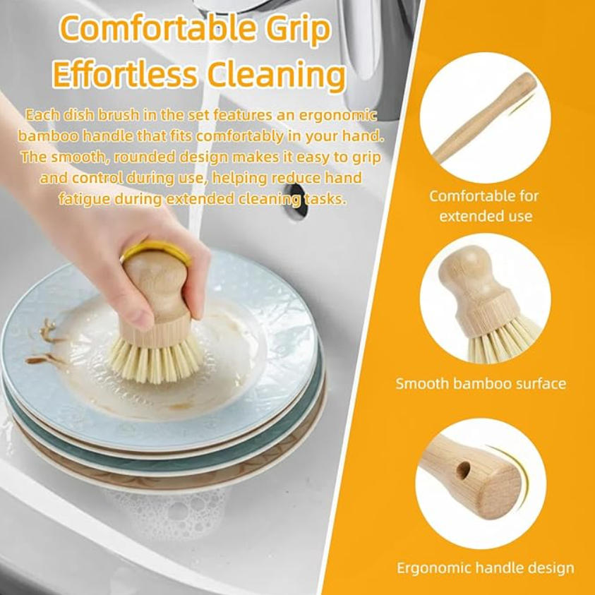 6 PCS Bamboo Dish Brush Set -  - Substrate Coconut Fiber 评论和价格